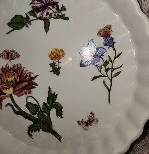 Floral Ceramic Pie Plate with Butterfly Motifs Cordon Bleu - Multicolor